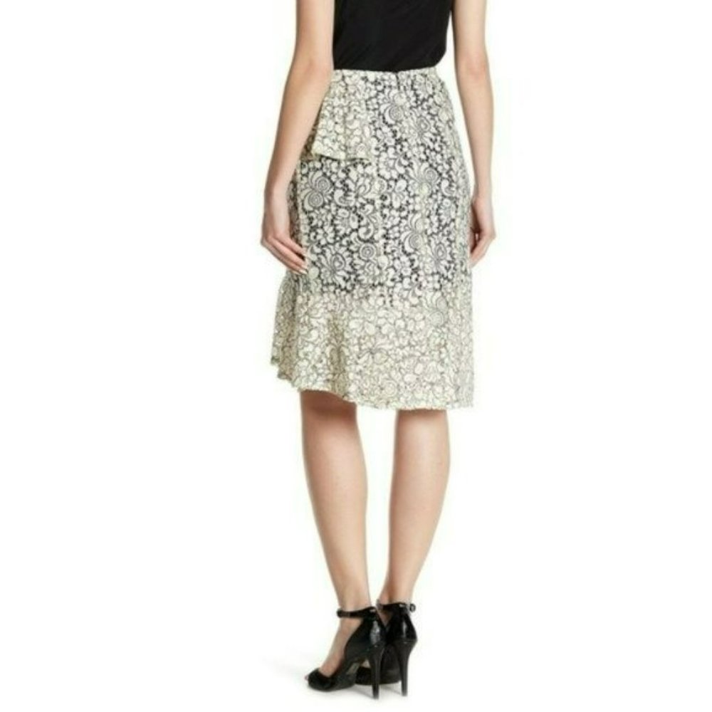 NWT Gorgeous NANETTE LEPORE  Lace Overlay Asymmetrical Ruffle Midi Skirt - Picture 4 of 7